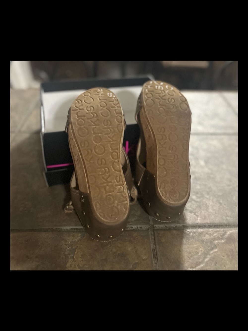 Corkys Carley Chestnut Open-Toe Cork Wedge Sandals - Picture 3 of 5